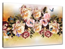 Tela Canvas Floral Desenho de Rosas 120x80 Horizontal 2