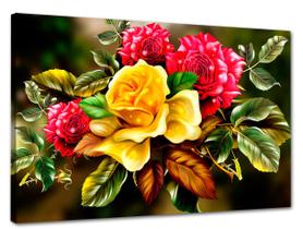 Tela Canvas Floral Desenho de Rosas 120x80 Horizontal 3