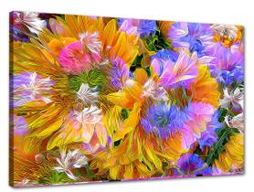 Tela Canvas Floral Flores Abstratas 120x80 Horizontal 2