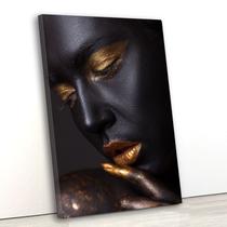 Tela Canvas Moda Africana Lábios Dourados 80x120 Vertical 1