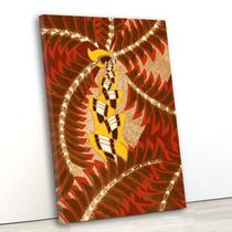 Tela canvas vert 60x40 arte abstrata com folhas vermelhas e marrons