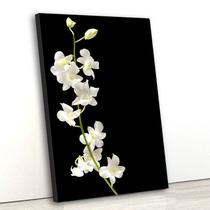 Tela canvas vert 60x40 flores brancas com fundo preto