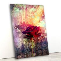 Tela canvas vert 80x55 arte abstrata com rosa vermelha - Crie Life