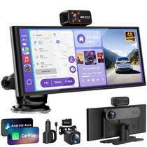 Tela CarPlay TUIFAC RC09 10,26" sem fio com câmera 4K de 3 canais