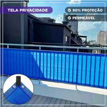 Tela Cerca de Privacidade e Proteção 3x1 Metros Trama 90% Com Ilhós a Cada Metro Cor azul