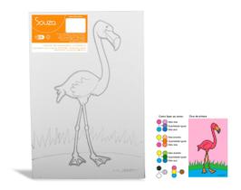 Tela de Pintura Riscada 20 x 30 cm - Desenho Flamingo - Souza Referência 8171