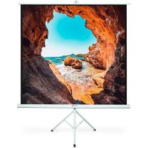 Tela de projeção 70" com tripé 180x180cm goldentec branco