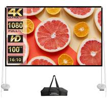 Tela de projetor externo SKERELL de 100 polegadas com suporte 16:10 4K HD