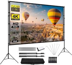 Tela de projetor MSTJRY de 150 polegadas 4K 16:9 HD portátil com suporte Tela de projetor MSTJRY de 150 polegadas 4K 16:9 HD portátil com suporte