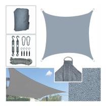 Tela De Sombreamento Solar Shade 4x3m Cinza E Kit Instalação