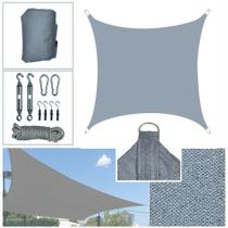 Tela De Sombreamento Solar Shade 4x4m Cinza E Kit Instalação