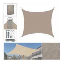 Tela De Sombreamento Solar Shade 5x4m Areia E Kit Instalação