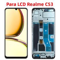 Tela De Toque LCD 6.74 IPS Para Conjunto Digitalizador Realme C53 RMX3760 Com Moldura