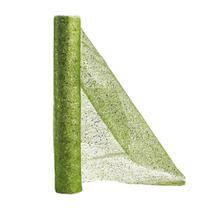 Tela Decorativa Fita Natal Malha Verde Lantejoulas Brilho Luxo 24cm x 5 metros Magizi