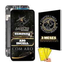 Tela Display Samsung A20 Incell Com Aro + Película De Brinde