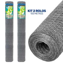 Tela Galinheiro 2 POL Fio 22 x 1.80 X 50 Metros Kit com 2 Rolos MORLAN