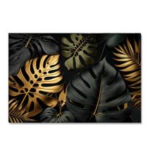 Tela Grande Abstrato Folhas Costela de Adão Dourado Gold - Dedore quadros