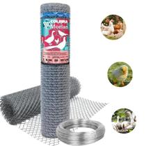 Tela Hexagonal Coleira Galinheiro Viveiro 1 BWG 24 1,50 x 50 m Morlan Brinde Arame Tela Hexagonal Coleira Galinheiro Viveiro 1 BWG 24 1,50 x 50 m Morlan Brinde Arame