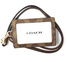 Tela ID Lanyard Coach Signature com couro em cores variadas