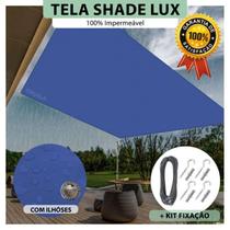 Tela Lona Azul 5x5 M Impermeável Shade Lux + Kit