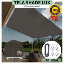 Tela Lona Fumê 4x3.5 Metros Sombreamento Impermeável Shade Lux + Kit