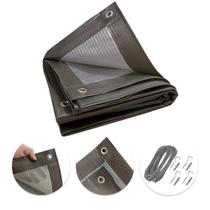Tela Lona Fumê Shade Lux 5x5 M Impermeável + Kit Fixação Para Sol Chuva Área Externa