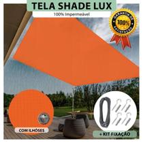 Tela Lona Laranja 5x2 M Impermeável Shade Lux + Kit