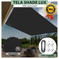 Tela Lona Preta 5x4.5 Metros Sombreamento Impermeável Shade Lux + Kit