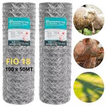 Tela Mangueirão 2 Un Fio 18 Malha 3 Galvanizada 1,00 x 50 m Alambrados Granja Horta Cerca