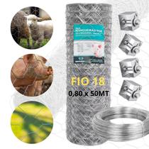 Tela Mangueirão Galvanizada Fio 18 Malha 3 0,80x50m Brinde Rolo Fio 16 Catraca 4un Cercamento Rural Tela Mangueirão Galvanizada Fio 18 Malha 3 0,80x50m Brinde Rolo Fio 16 Catraca 4un Cercamento Rural