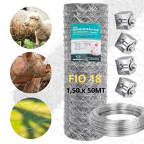 Tela Mangueirão Galvanizada Fio 18 Malha 3 1,50x50m Catraca 4un Rolo 1Kg Aço Cercamento Rural Resistente Horta Hexagonal