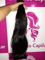 Tela manual cabelo humano preto 60cm pontas cheias