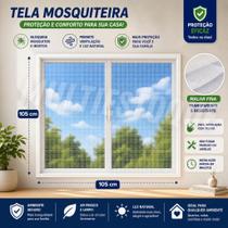 Tela Mosquiteira com tiras autocolantes 105x105cm Proteção Contra Insetos com Fácil Instalação Tela Mosquiteira com tiras autocolantes 105x105cm Proteção Contra Insetos com Fácil Instalação