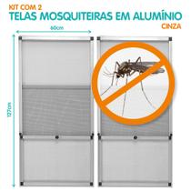 Tela Mosquiteira em Alumínio - Altura regulável - Largura 60 cm - Cinza - Kit c/ 2 pçs