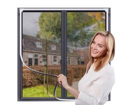 Tela Mosquiteira Magnética Ajustável Para Janelas - 130x160cm Frame Cor Cinza, Tela Cor Cinza