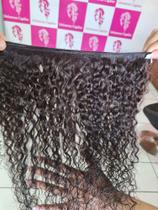 Tela para mega hair Cabelo Humano Cacheado Castanho 65cm um metro 80g