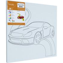 Tela para Pintura Riscada 30X30CM Carro 2 Vermelho - Pacote com 3 Unidades