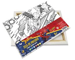 Tela Pintura 22x16x1,5 com Pincel/Guache Homem Aranha