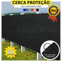 Tela Privacidade Preta Ck200 2x1 Metros Com Acabamento Cerca de Proteção Shade 200 G/m2