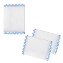 Tela Protetor Respiravel De Berço Baby Deluxe Azul Chevron Maior Circulação De Ar com fechos laterais protecao para o bebe Chá De Bebe Revelação