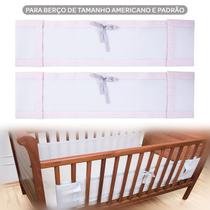 Tela Protetora Respirável de Berço Padrão Americano 1,40x28cm Baby Papi Têxtil Cor:Rosa