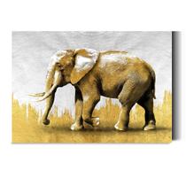 Tela Quadro Decorativo com Moldura Sala Arte Elefante Dourado