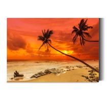 Tela Quadro Decorativo com Moldura Sala Praia Fim de Tarde