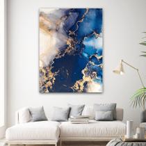 Tela Quadro Decorativo p para Sala Quarto Hall Abstrato Mármore Azul 90x60