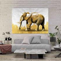 Tela Quadro Decorativo p para Sala Quarto Hall Elefante Dourados 90x60