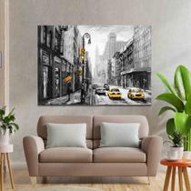 Tela Quadro Decorativo p para Sala Quarto Hall Nova York preto e Amarelo 90x60