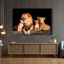 Tela Quadro Decorativo p para Sala QuartoLeão Leoa Família Filhotes 130x90