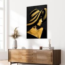Tela Quadro Decorativo p para Sala QuartoMulher Pintura Dourada 130x90