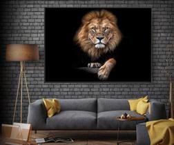 Tela Quadro decorativo p sala leão Luxo Horizontal 90x60