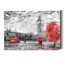 Tela Quadro decorativo p sala Londres Vermelho Preto 90x60 Tela Quadro decorativo p sala Londres Vermelho Preto 90x60